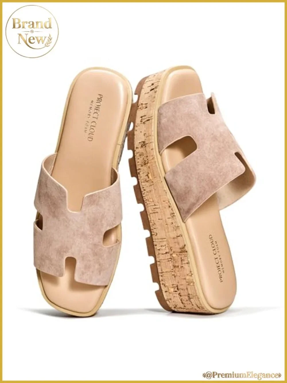 Genuine Leather Wedge Platform Sandals Memory Foam Slip-On